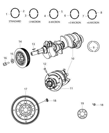 2011 Dodge Journey Crankshaft , Crankshaft Bearings , Damper And Flywheel Diagram 2 - Thumbnail