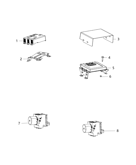 2017 Ram 3500 Pickup Modules, Brake, Suspension & Steering Diagram