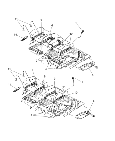 2011 Ram Dakota Sensor Seat Position Diagram for 56054036AA