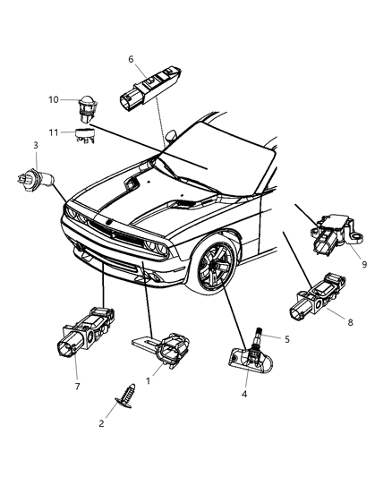 2009 Dodge Challenger Sensor Tire Pressure See Sensors Group 008 Diagram for 56029400AB
