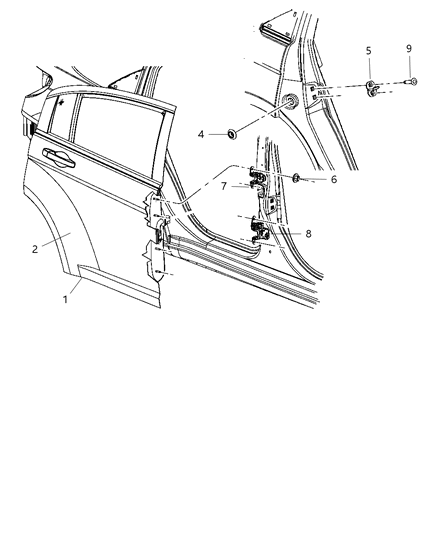 2011 Chrysler 200 Door Shell, Rear Passenger Side Diagram for 5074524AE