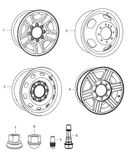 2011 Ram 3500 Cab Chassis Wheels & Hardware Diagram