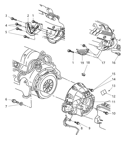 2002 Dodge Ram 3500 Regular Cab Housing & Pan, Clutch Diagram