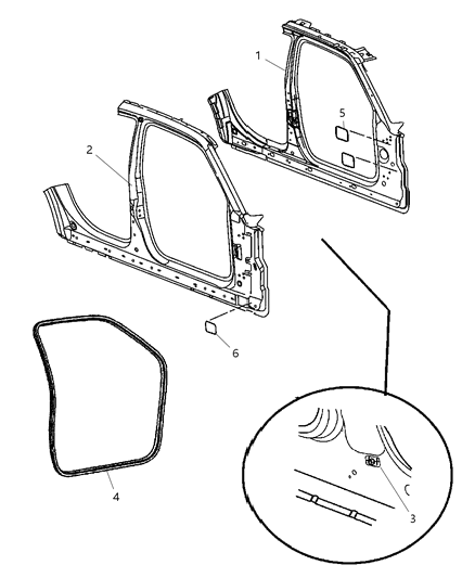 2009 Dodge Charger Weatherstrip Front Door Opening Diagram for UQ20DW1AC