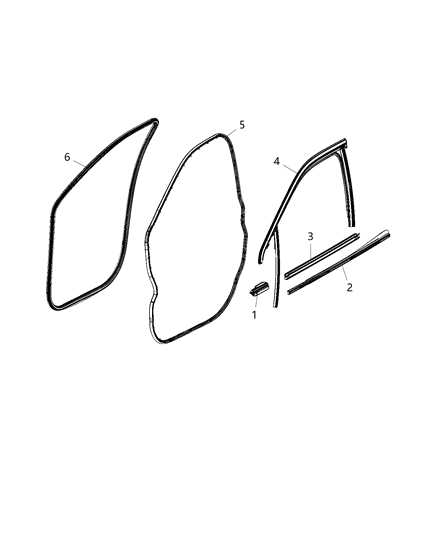 2020 Jeep Compass Weatherstrips - Front Door Diagram