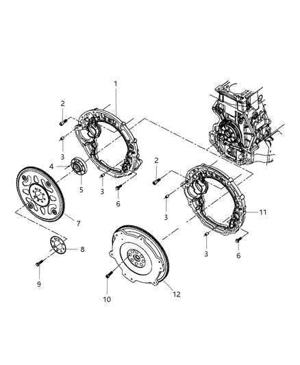 2007 Jeep Wrangler Crankshaft , Pistons , Torque Converter & Flywheel , Drive plate & Rear Adapter Diagram 2 - Thumbnail