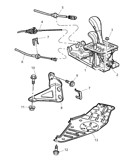 2001 Jeep Grand Cherokee Cable Gearshift Control Diagram for 52104218AB