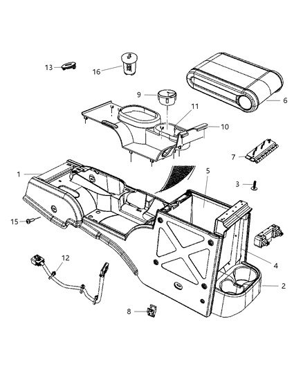 2008 Jeep Wrangler Consoles Full of Interior Trim Diagram