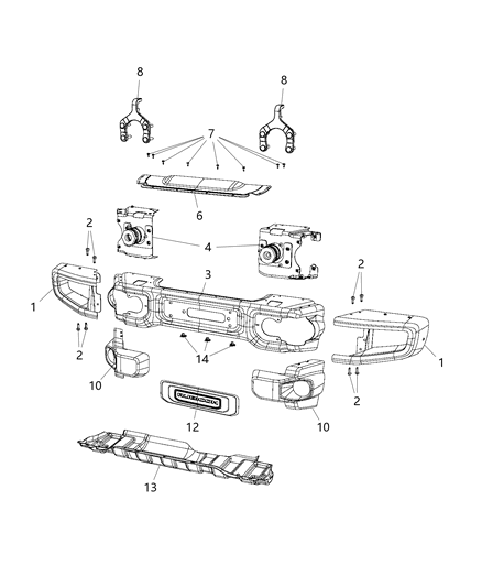2018 Jeep Wrangler JK (Previous-generation) Bumper Diagram 3 - Thumbnail