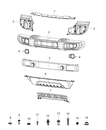 2020 Jeep Wrangler Bumper, Front Diagram 1 - Thumbnail