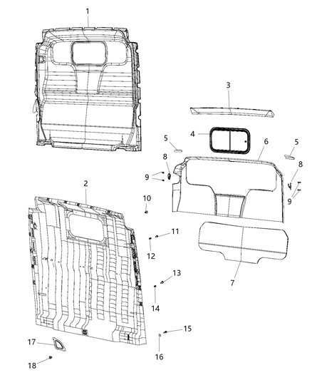 2017 Ram ProMaster 2500 Trim Panel Diagram for 5LF93LWRAA