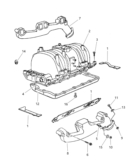 1998 Dodge Ram 3500 Regular Cab Manifolds - Intake & Exhaust Diagram 1 - Thumbnail