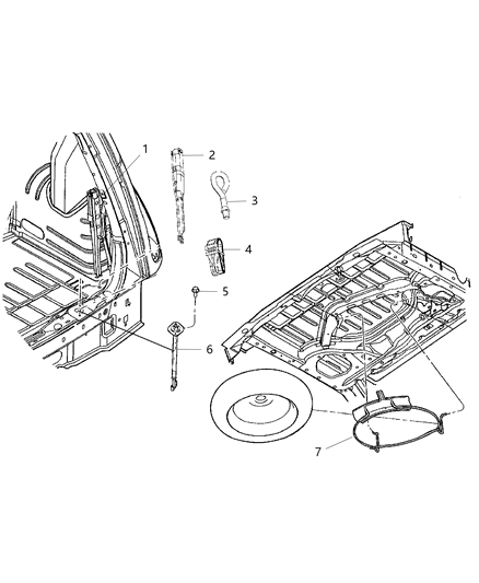2003 Chrysler PT Cruiser Luggage Wrench Diagram for 4764663AB