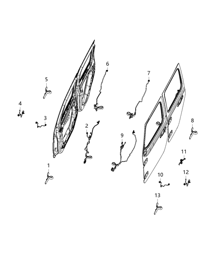 2021 Jeep Gladiator Wiring Front Door Left Front Door Diagram for 68299331AF