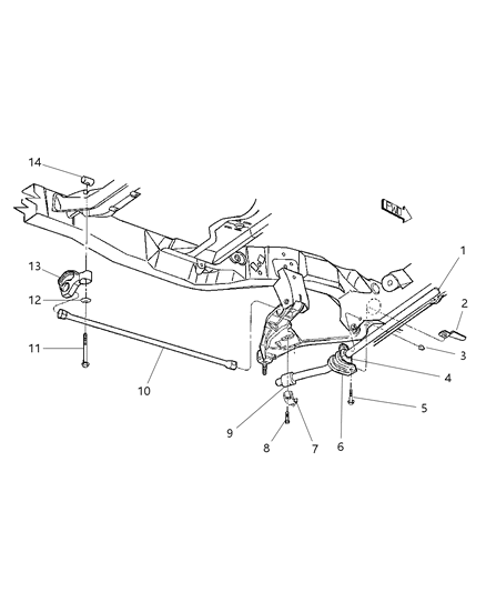 2000 Dodge Dakota Cushion Sway Eliminator Diagram for 52106332AA