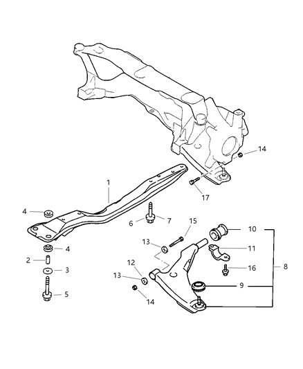 2001 Dodge Stratus Bushing, Front Diagram for MR455736