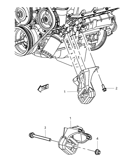 2011 Ram Dakota Engine Mounting Left Side Diagram 2 - Thumbnail
