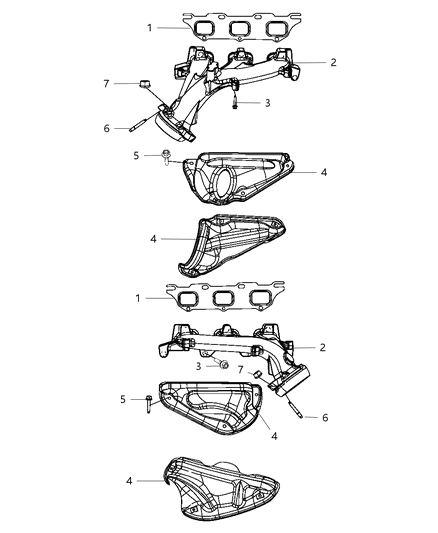 2010 Dodge Charger Exhaust Manifolds & Heat Shields Diagram 1 - Thumbnail