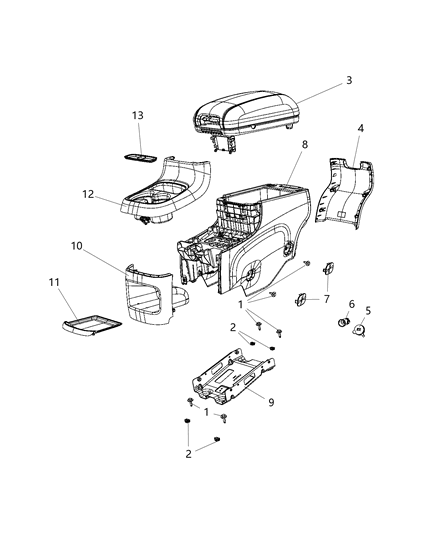 2019 Dodge Durango Floor Console Rear Diagram 1 - Thumbnail