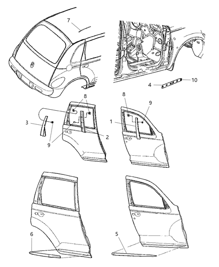2008 Chrysler PT Cruiser Lower Molding, Rear Diagram for 1AS88GPLAD