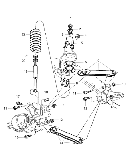 2001 Dodge Ram 3500 Quad & Club Cab Upper And Lower Control Arms, Springs And Shocks - Front Diagram 2 - Thumbnail
