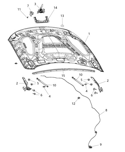 2017 Ram 3500 Cab Chassis(<10K lb.) Hood & Related Parts Diagram