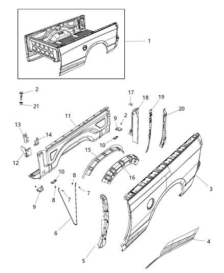 2017 Ram 3500 Panel Box Side Inner Diagram for 68249401AA