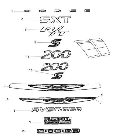 2011 Chrysler 200 Molding Diagram for 5182602AC