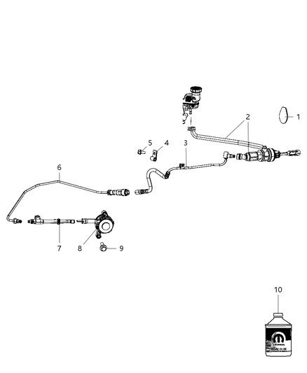 2009 Dodge Caliber Actuator Hydraulic Clutch Slave Cylinder Diagram for 5037863AB