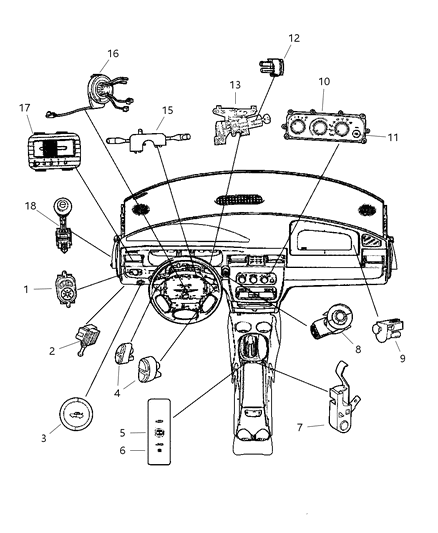 2002 Chrysler Sebring Switch Multifunction Diagram for 4608601AE