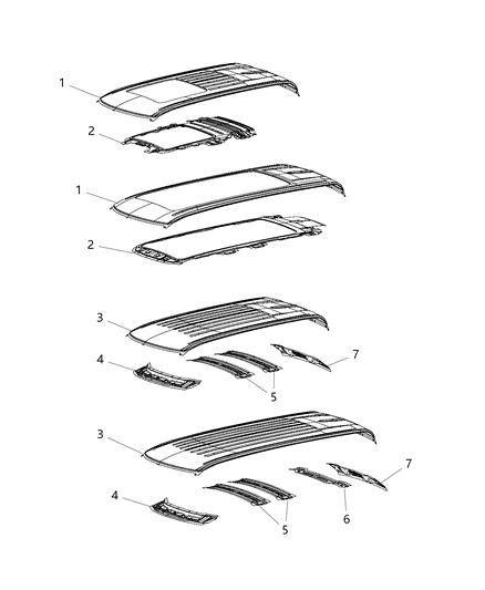 Windshield Header, Front Diagram for 68540634AA