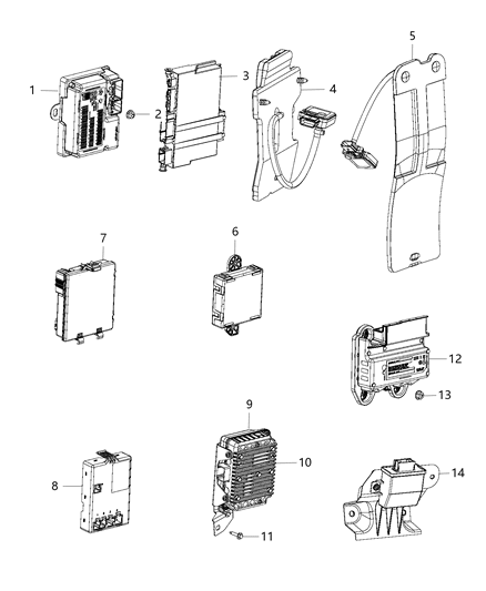 2015 Jeep Cherokee Module Headlamp Leveling Diagram for 68197356AD