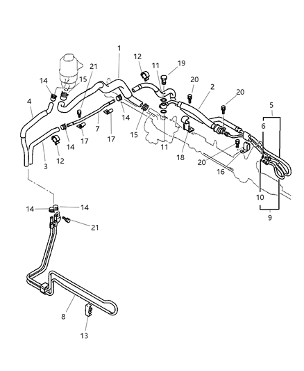 2003 Chrysler Sebring Coupe Power Steering Hoses & Attaching Parts Diagram 2 - Thumbnail