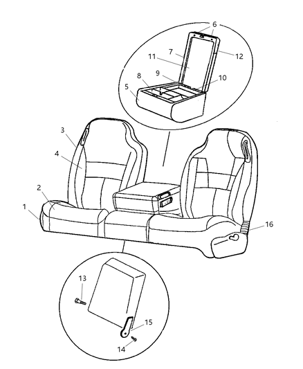 2002 Dodge Ram 2500 Base Armrest Diagram for UR091AZAB