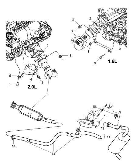 2003 Chrysler PT Cruiser Pipe Exhaust Extension Diagram for E0056078AA