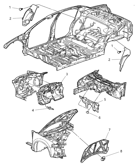 2001 Chrysler Sebring Sedan & Convertible Cowl And Dash Panel Silencers Diagram