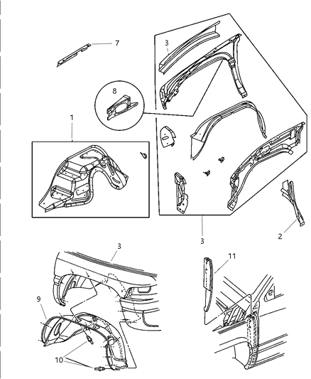 1998 Dodge Ram 2500 Regular Cab Fender Front Diagram