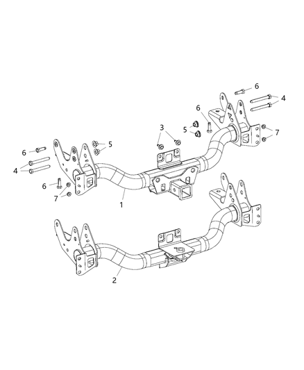2019 Ram 1500 New Style Tow Hooks & Hitch, Rear Diagram