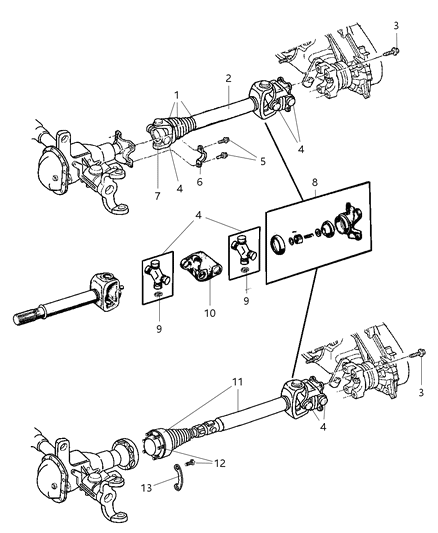 1998 Jeep Grand Cherokee Yoke Drive Shaft Diagram for 5010030AA