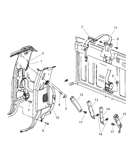 2010 Dodge Ram 3500 Cab Chassis Seat Belts Front Diagram 2 - Thumbnail