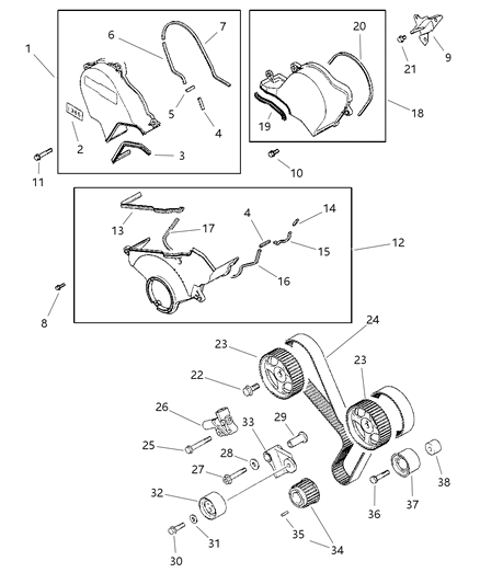 1997 Chrysler Cirrus Timing Belt & Cover Diagram 3 - Thumbnail