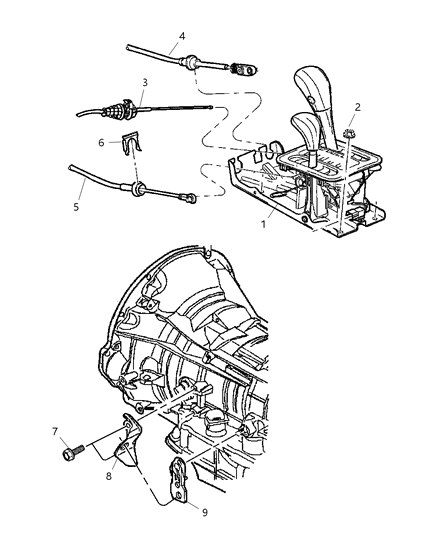 1999 Jeep Grand Cherokee Gearshift Controls of Automatic Transmission Diagram 3 - Thumbnail
