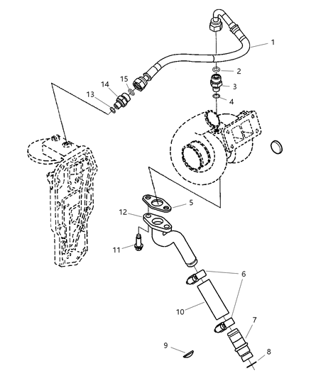 2003 Dodge Ram 3500 Fitting Oil Feed Line Diagram for 5011922AB