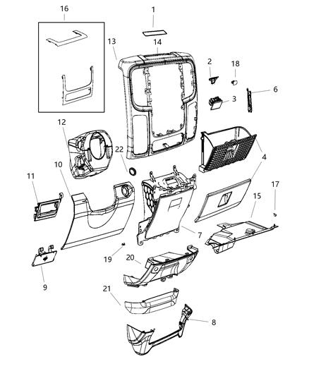 2019 Ram 1500 Column Cover, Black/Gray Diagram for 6CT451X9AB