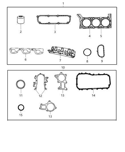 2010 Jeep Wrangler Engine Gasket Kits Diagram 2 - Thumbnail