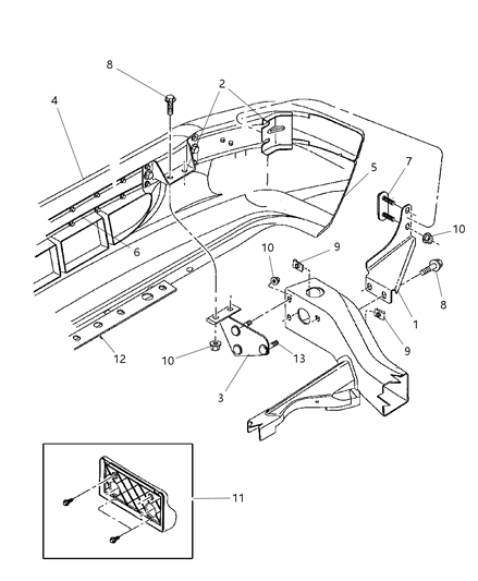 1997 Dodge Dakota Face Bar U-Nut, Front Diagram for 6504565