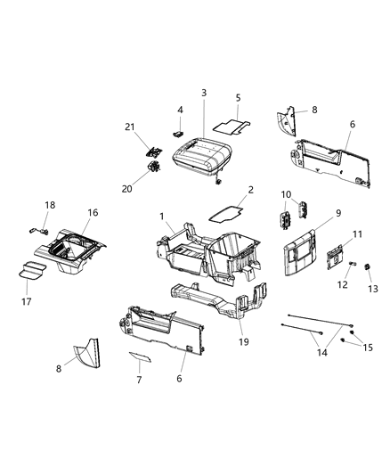 2018 Ram 3500 Pickup Floor Console Diagram 2 - Thumbnail