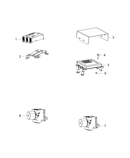 2015 Ram 3500 Pickup Modules, Brake, Suspension & Steering Diagram