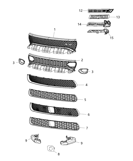 2019 Dodge Charger Grilles & Related Items Diagram 2 - Thumbnail
