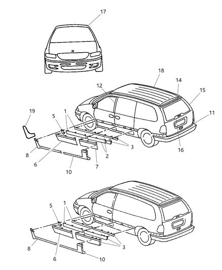 2000 Chrysler Grand Voyager Mouldings Diagram 2 - Thumbnail